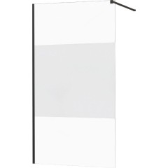 MEXEN - KIOTO Sprchová zástěna WALK-IN 120x200 cm 8 mm, černá, Transparent/matné sklo 800-120-101-70-35