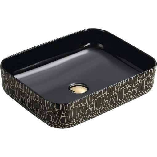 MEXEN - Lorita umyvadlo na desku 51x39 cm černá s dekorem 22135163