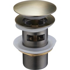 MEXEN - Zátka klik-klak s přepadem kulatá, stará mosaz 79920-40