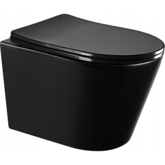 MEXEN - Rico Závěsná WC mísa Rimless včetně sedátka s slow-slim, Duroplast, černá mat - 30721085 30721085