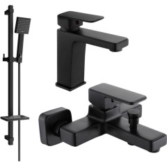 MEXEN - Cetus DQ45 SET vanová a umyvadlová baterie, černá 744303DQ45-70