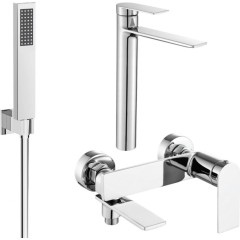 MEXEN - Zero SET umyvadlová + vanová baterie s příslušenstvím R02, chrom 71113R02-00
