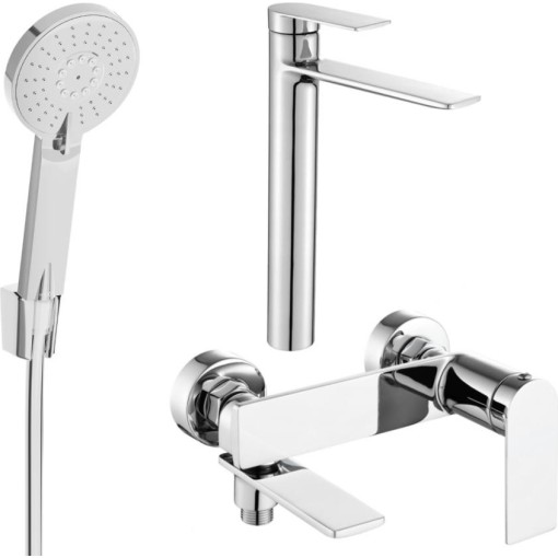 MEXEN - Zero SET umyvadlová + vanová baterie s příslušenstvím R40, chrom 71113R40-00