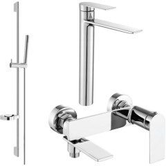 MEXEN - Zero SET umyvadlová + vanová baterie s příslušenstvím DS70, chrom 7113DS70-00
