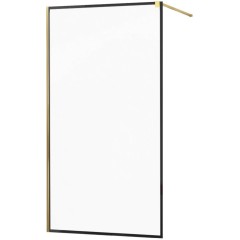 MEXEN - KIOTO Sprchová zástěna WALK-IN 60x200 cm 8 mm, zlatá, černý profil 800-060-101-50-70