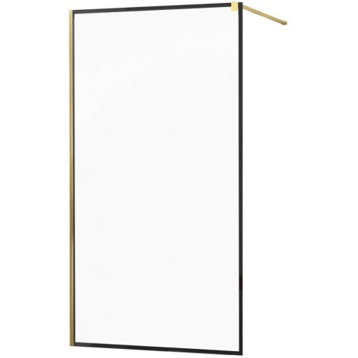 MEXEN - KIOTO Sprchová zástěna WALK-IN 60x200 cm 8 mm, zlatá, černý profil 800-060-101-50-70