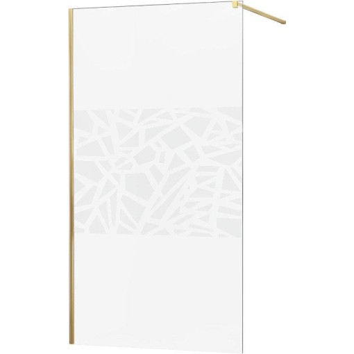MEXEN - KIOTO Sprchová zástěna WALK-IN 70x200 cm 8 mm, zlatá, bílý vzor 800-070-101-50-85