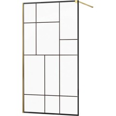 MEXEN - KIOTO Sprchová zástěna WALK-IN 120x200 cm 8 mm, zlatá, černý vzor 2 800-120-101-50-78
