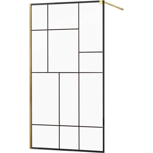 MEXEN - KIOTO Sprchová zástěna WALK-IN 120x200 cm 8 mm, zlatá, černý vzor 2 800-120-101-50-78
