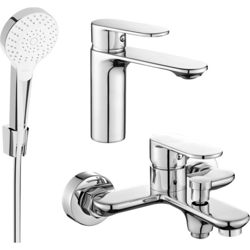MEXEN - Milo R05 SET umyvadlová baterie + vanová s příslušenstvím, chrom 71303R05-00