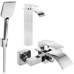 MEXEN - Aries R62 Set umyvadlové a vanové baterie s příslušenstvím, chrom 744813R62-00
