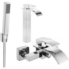 MEXEN - Aries R77 Set umyvadlové a vanové baterie s příslušenstvím, chrom 744813R77-00