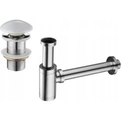 MEXEN - Umyvadlový sifon s výpustí click-clack s keramickou zátkou bez přepadu, chrom/bílá 7991050-02