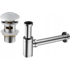 MEXEN - Umyvadlový sifon s výpustí click-clack s přepadem a keramickou zátkou, chrom/bílý 7992050-02