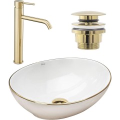 REA - SET umyvadlo na desku + baterie + klik klak KPL-10000