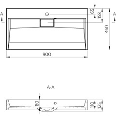 SAPHO - AMUR umyvadlo, litý mramor, 90x46cm, kryt výpusti, bílá 55032
