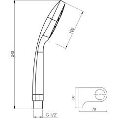 AQUALINE - BETTY sprchová souprava, výklopný držák, chrom 11453
