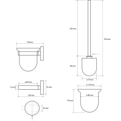 SAPHO - X-STEEL WC štětka závěsná, mléčné sklo, nerez mat XS301