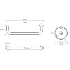 SAPHO - X-ROUND E madlo pevné 450, chrom XR500