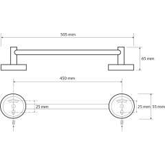 SAPHO - X-ROUND E držák ručníků 450, chrom XR408