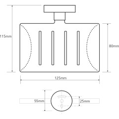 SAPHO - X-ROUND mýdlenka obdélníková s otvory, chrom XR804