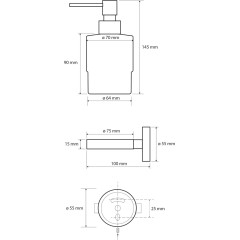 SAPHO - X-ROUND dávkovač mýdla 200ml, mléčné sklo, chrom XR103