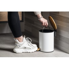 AQUALINE - BAMBUS odpadkový koš kulatý 5l, Soft Close, bílá mat BI007