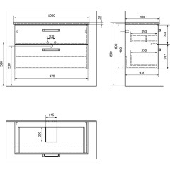 AQUALINE - VEGA umyvadlová skříňka 97x60x43,6cm, 2x zásuvka, bílá VG103