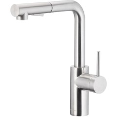 KFA - DUERO BASIC dřezová baterie s otočnou vytahovací sprchou a přepínáním, INOX 6623-110-22