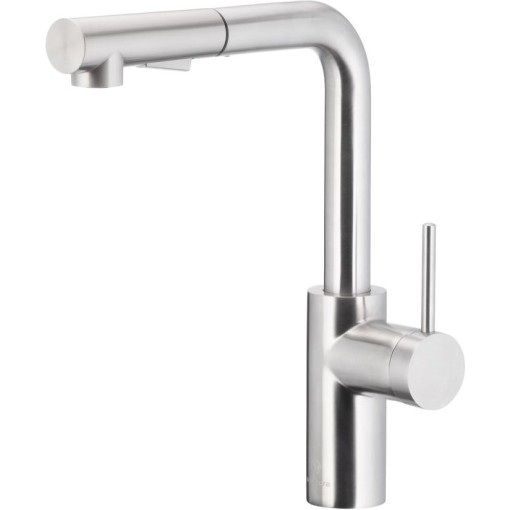 KFA - DUERO BASIC dřezová baterie s otočnou vytahovací sprchou a přepínáním, INOX 6623-110-22