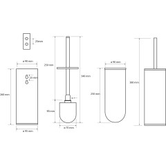 SAPHO - X-STEEL WC štětka závěsná/na postavení, nerez mat XS300