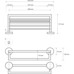 SAPHO - X-STEEL polička na ručníky s hrazdou, nerez mat XS406