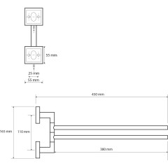 SAPHO - X-SQUARE dvojitý držák ručníků otočný 420, chrom XQ405