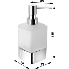 Gedy - LOUNGE dávkovač mýdla na postavení, 280 ml, mléčné sklo, černá mat 545514
