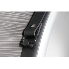 SAPHO - ORBITER kulaté zrcadlo s LED osvětlením ø 70cm, kožený pásek, černá mat ORL070