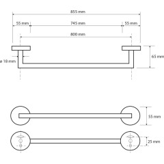 SAPHO - X-ROUND E držák ručníků 800, chrom XR426