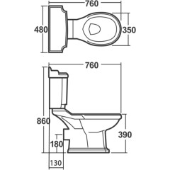 AQUALINE - ANTIK WC nádržka včetně splachovacího mechanismu, bílá AK107-208