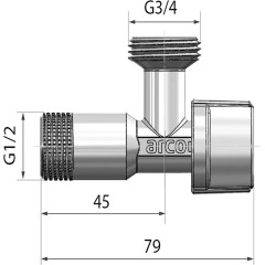 ARCO pračkový ventil L-85 1/2"x3/4", anticalc, chrom 728MN
