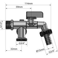 ARCO zahradní ventil Nano se dvěma vývody 1/2"x3/4"x3/4", anticalc 00472