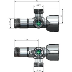 ARCO kombinovaný rohový ventil A-80 se dvěma vývody 1/2"x1/2"x1/2", anticalc CQ4105