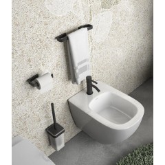 Gedy - SAMOA WC štětka závěsná, mléčné sklo, černá mat A83314