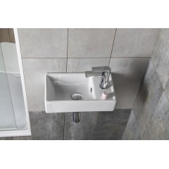 SAPHO - MINOS keramické umývátko 40x22cm, baterie vpravo, bílá 4059