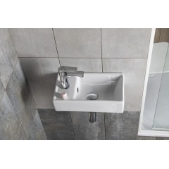 SAPHO - MINOS keramické umývátko 40x22cm, baterie vlevo, bílá 4759