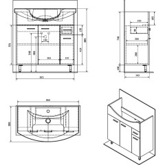 AQUALINE - ZOJA umyvadlová skříňka 82,8x74x34,3cm, bílá 51083A