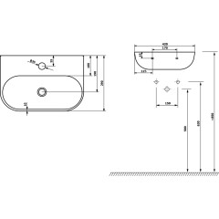 SAPHO - NERISSA keramické umývátko 42x29cm, černá mat AR265B