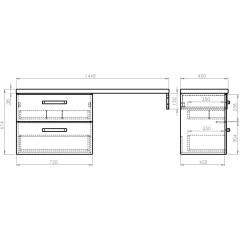 AQUALINE - VEGA sestava koupelnového nábytku, š. 145 cm, bílá/dub platin VG073-02