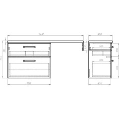 AQUALINE - VEGA sestava koupelnového nábytku, š. 145 cm, bílá/dub platin VG083-02