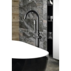 AQUALINE - CETO vanová baterie s připojením do podlahy, černá mat BV357B