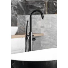AQUALINE - CETO vanová baterie s připojením do podlahy, černá mat BV357B