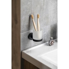 AQUALINE - SAMBA sklenka, mléčné sklo, černá mat SB204